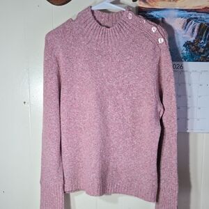 Elegant Pink Sweater with Button Accents